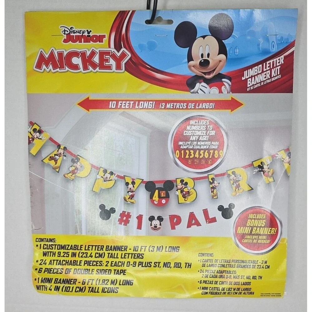 Disney Junior Mickey Mouse Jumbo Letter Banner Kit 10 Ft Yellow Birthday Decor